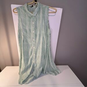 Large 11*1*TYLHO (Anthropologie) Sleeveless Green and White Striped Shirt